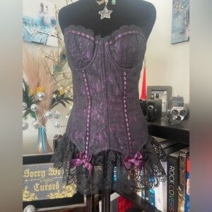 Vintage Frederick's of Hollywood Purple and Black Bustier